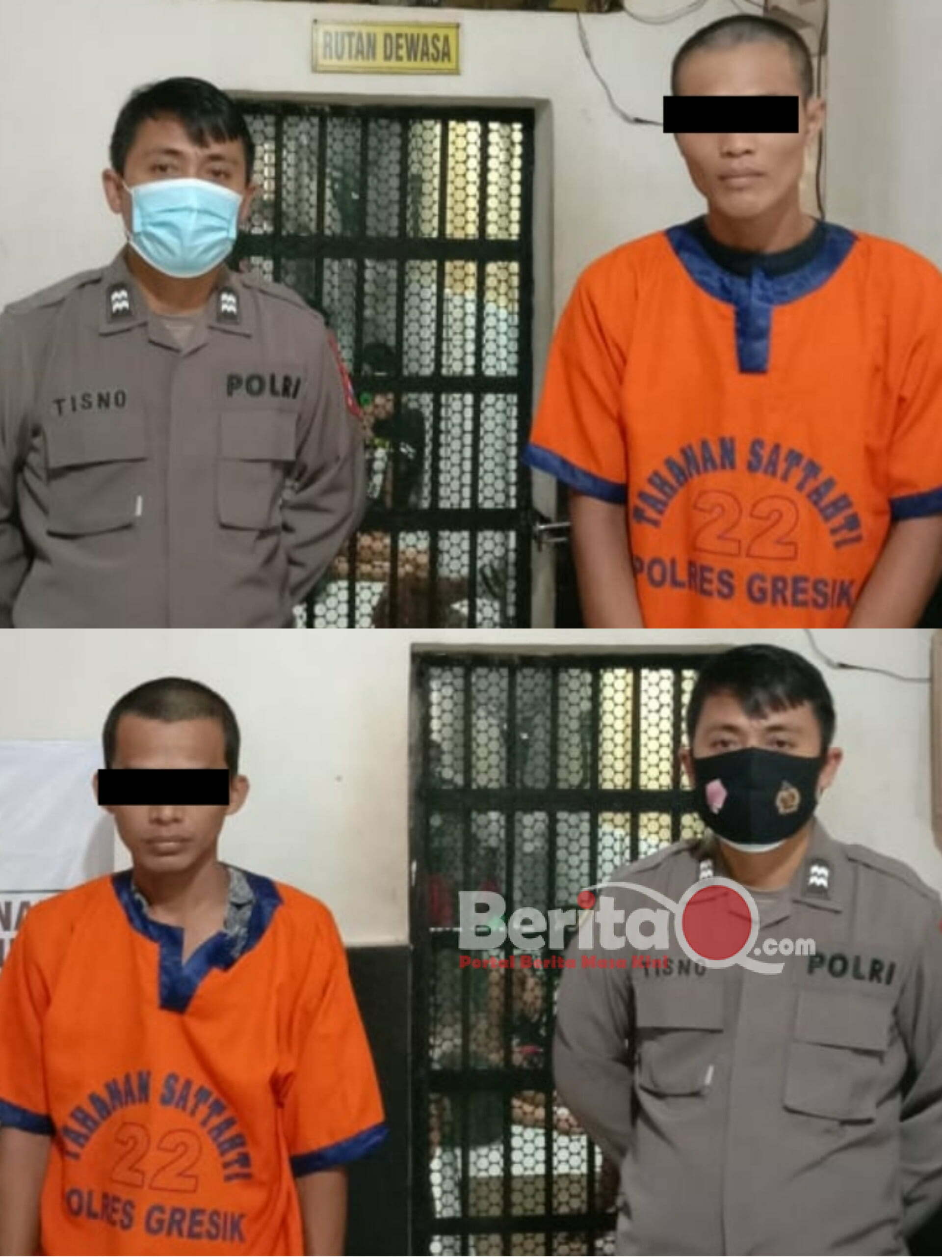 Tersangka yang diamankan Satresnarkoba Polres Gresik beserta barang bukti