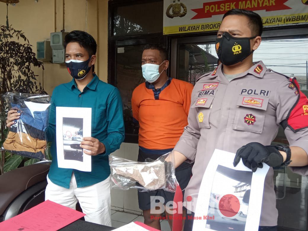 Pelaku BK diamankan petugas beserta barang bukti di Polsek Manyar