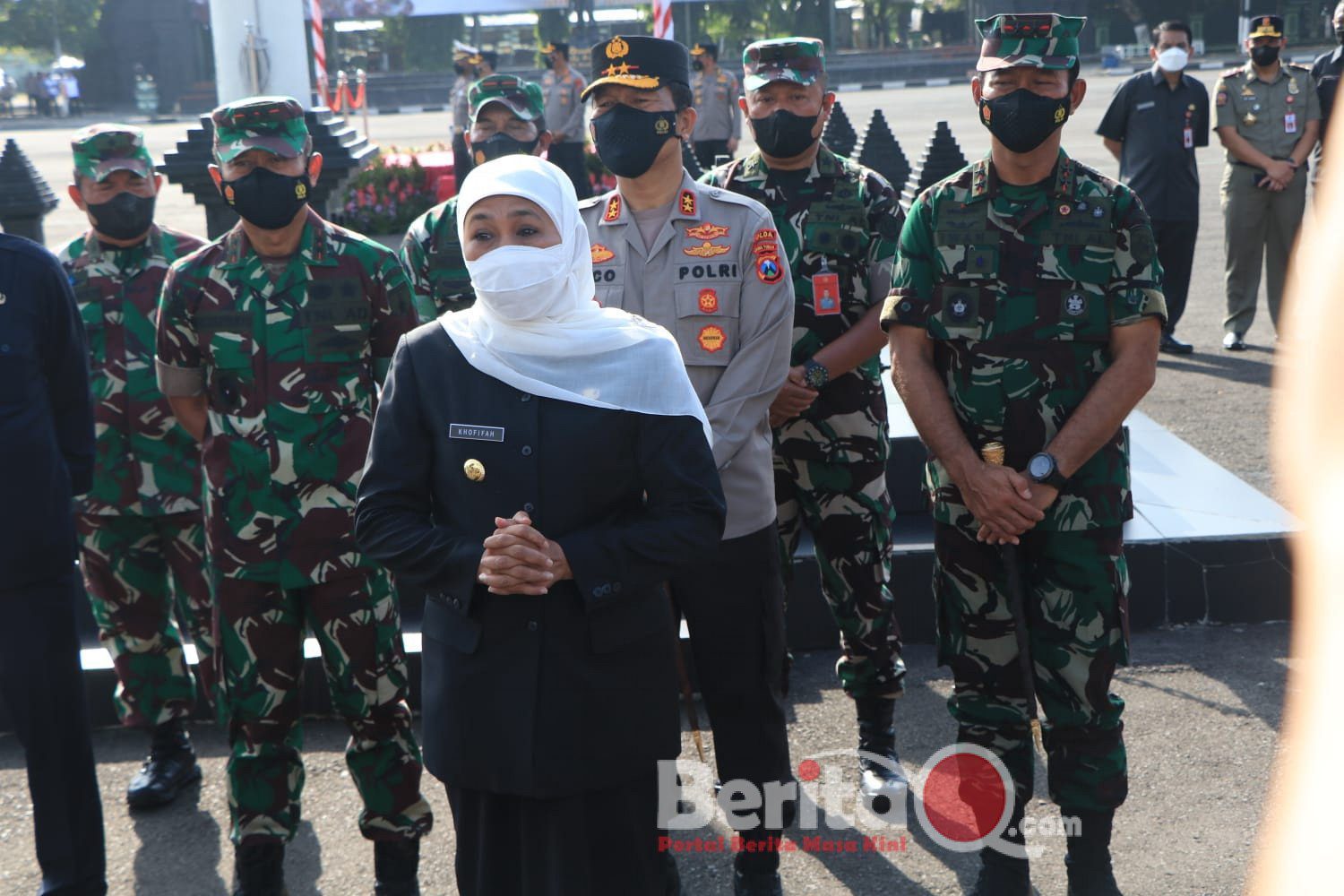 Forkopimda Jatim sesaat setelah gelar apel Pamor Keris di lapangan Makodam V Brawijaya Surabaya