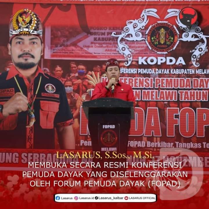 Lasarus, Tokoh Dayak Nasional membuka secara resmi Kopda FOPAD Kabupaten Melawi (Ist)